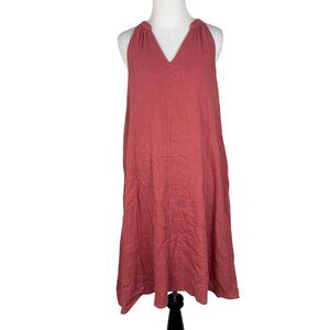 Garnet Hill Womens Sleeveless Pink V-Neck Midi Dress XS Gauze